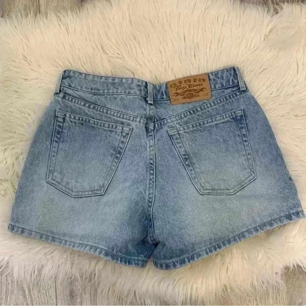 Vintage 90s high waist 100% rigid cotton Paris blues shorts light wash sz 9 or 8 - Picture 7 of 7